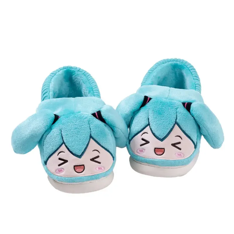 Hatsune Miku anime surrounding cartoon cute plush cotton slippers warm elastic screw top casual shoes for home and outdoor wear