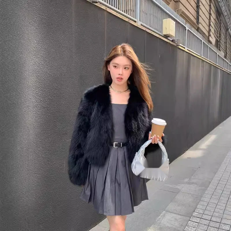 Women's New Imitation Fur Coat Women Environmental Protection Hair V-neck Simple Everything Stylish Elegant Warm Short Coat