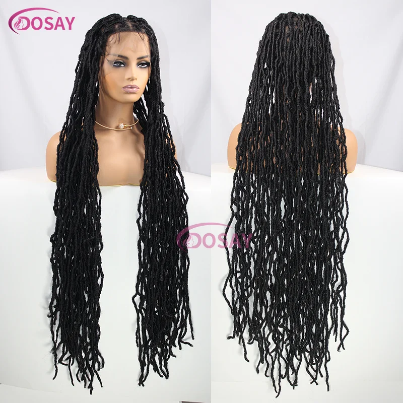 40 Inch Long Butterfly Locs Braided Wigs Synthetic 360 Full Lace Front Wigs for Black Women Passion Twist Box Braided Lace Wig