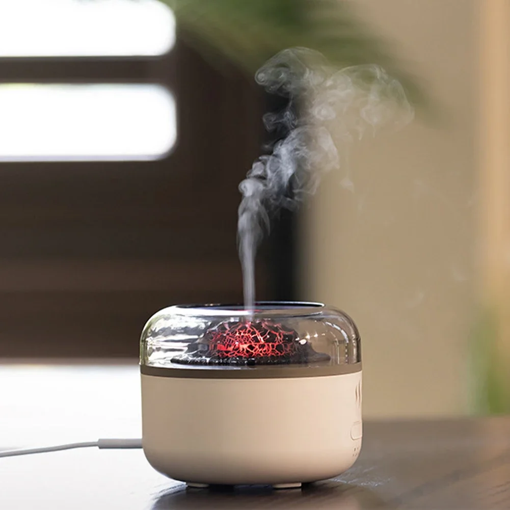 1pc Flamme Aroma Diffusor 160ml Diffusor Luftbefeuchter Mit 2 Nebel Modus Mini USB Nebel Flamme Diffusor mit 7 Farben