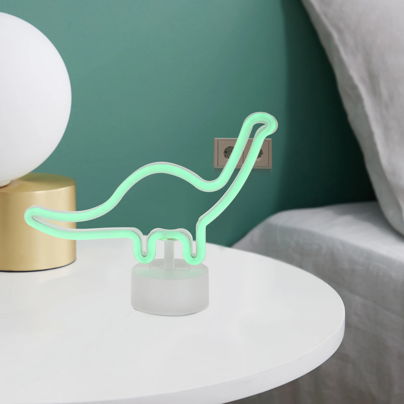 

LED Dinosaur Neon Lamp Green Dinosaurs Night Lights Modern Creative Small Night Lamp Plastic Kids Bedroom Decor