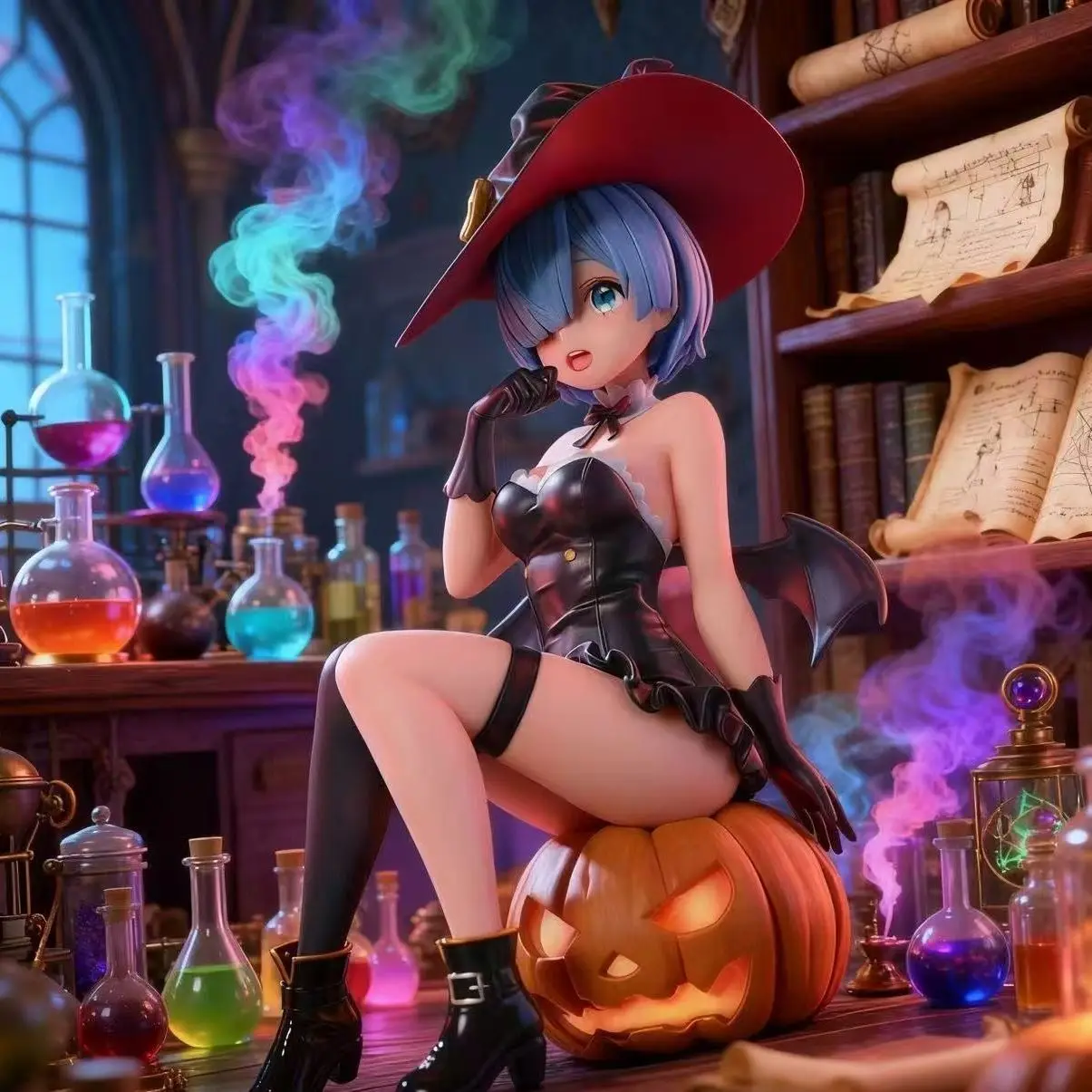 Cute Rem Pumpkin Anime Figure Re:Zero - Starting Life In Another World Rem Model Doll Desktop Ornament Halloween Home Decor Gift