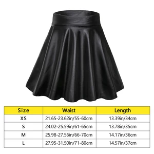 Mini female synthetic leather skirt, high waist, elastic, short, skirts 11 Main Sales Skirt Women's Leather - №3