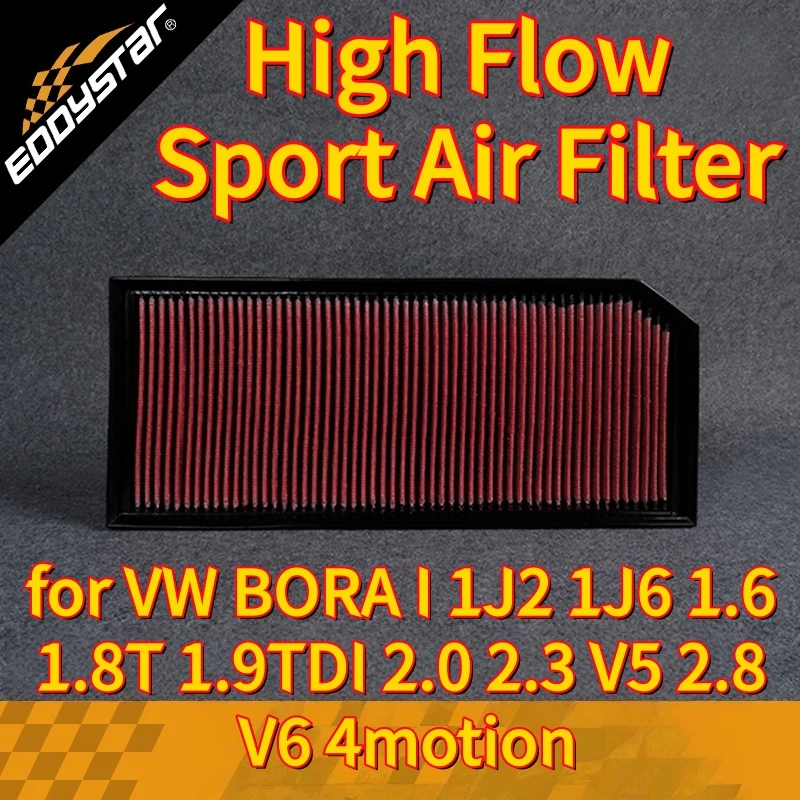 

High Flow Sport Air Filter for VW BORA I 1J2 1J6 1.6 1.8T 1.9TDI 2.0 2.3 V5 2.8 V6 4motion Washable Racing Intake Filters