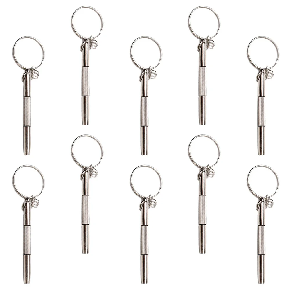 10Pcs Small Screwdriver Tools Premium Metal Watch Repair Kit for Eyeglasses Sunglasses Jewelry Home Use Portable Keychain Design