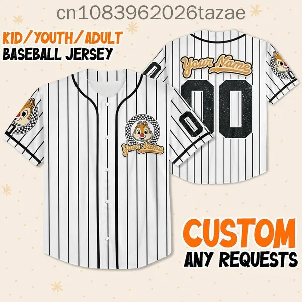 2025 Disney Baseball Shirt, Customizable, 3D Printed Casual Fashion Button Baseball Shirt