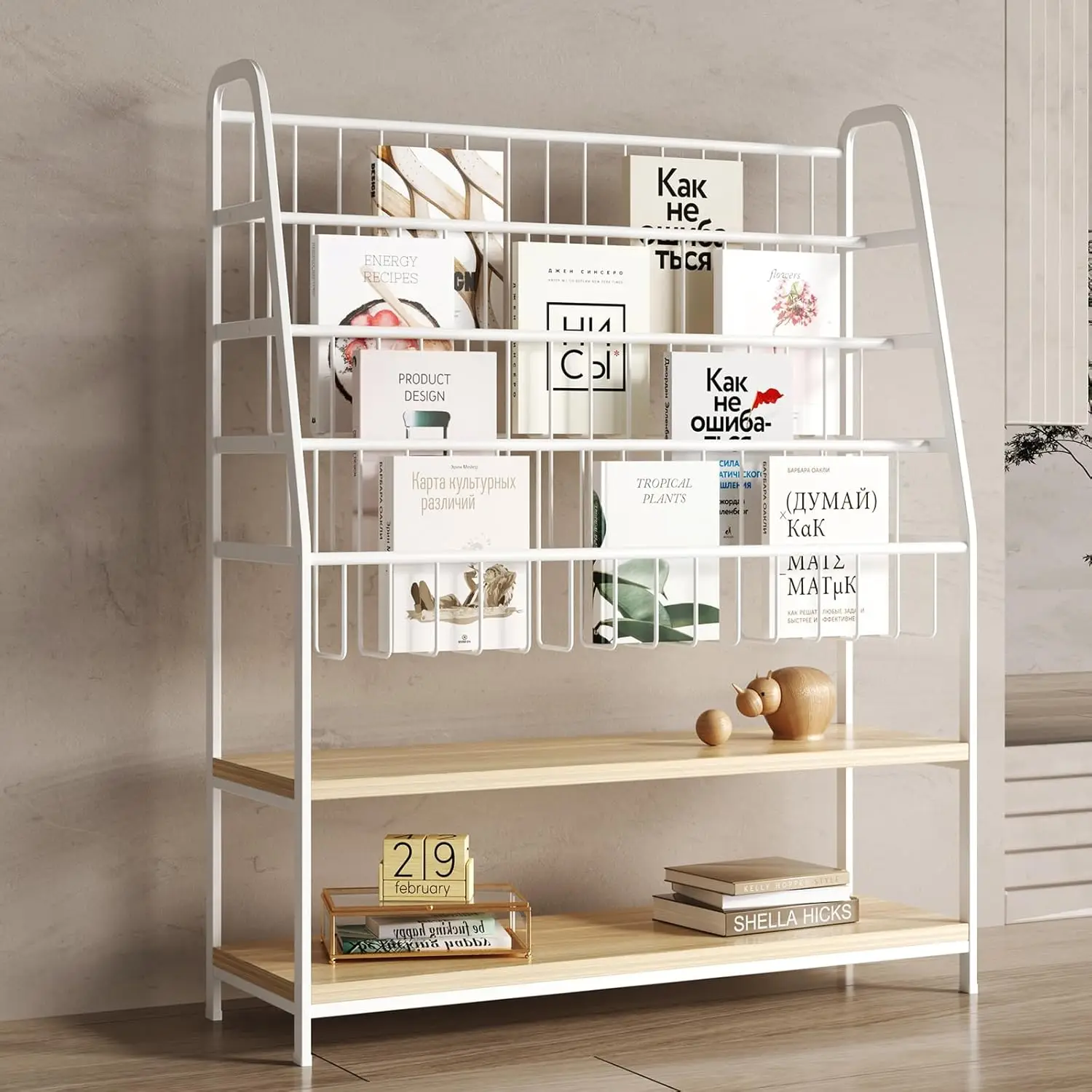 

Bookshelf for Kids,Modern Magazine Rack Floor,Freestanding Bookcase for Books,Kids Picture Books,CD DVD & Vinyl Record Storage,M