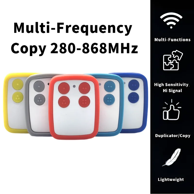 Abridor de porta de garagem multifrequência 280-868MHz Copiar transmissor de interruptor portátil remoto