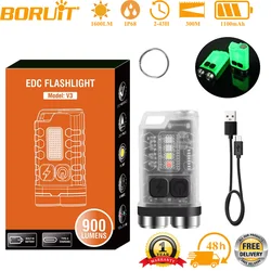 BORUiT V3 EDC Flashlight 900 Lumens Keychain Light Handheld Portable Torch Type-C Charging Port Emergency Work Camping Lantern
