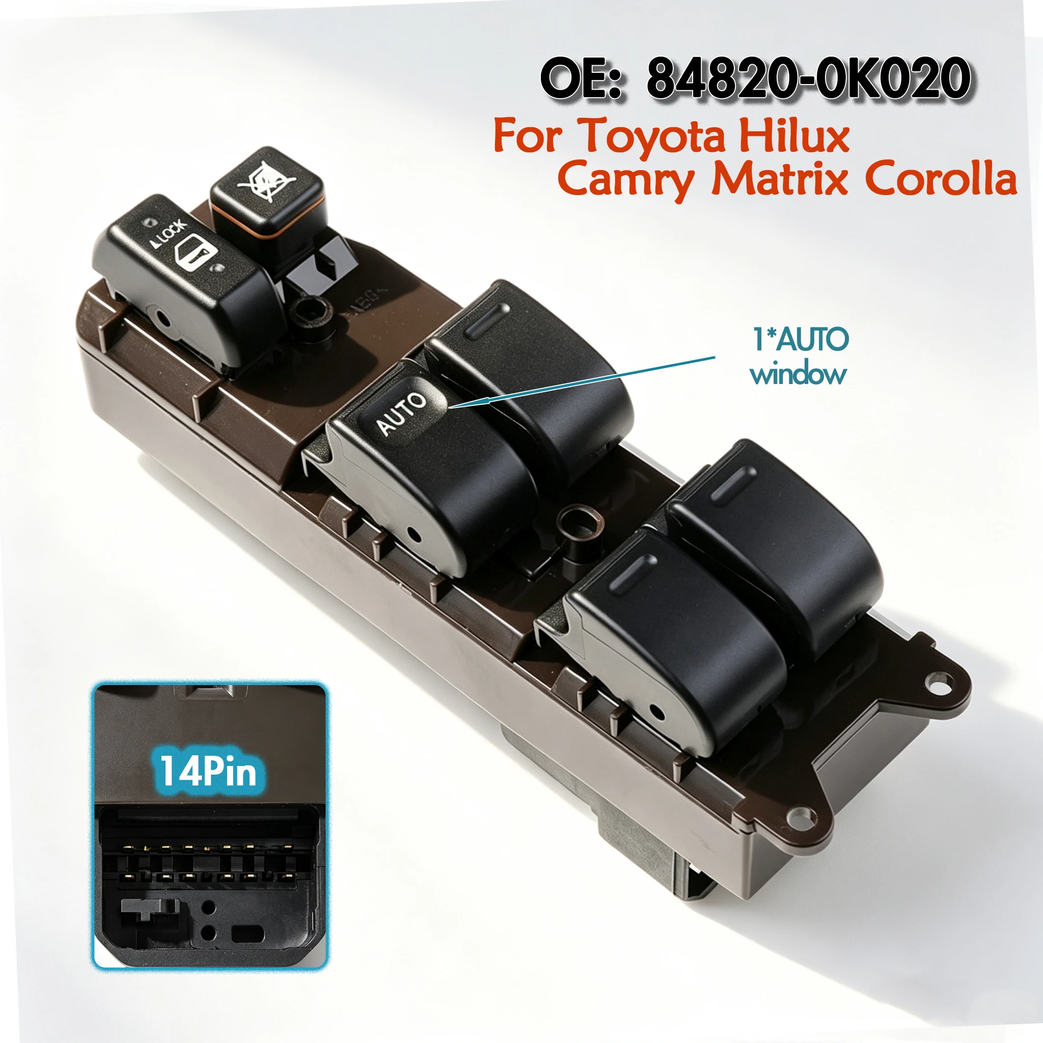 84820-0K020 For Toyota Hilux Camry Matrix Corolla 2002-2016,Front Left Electric Power Master Window Switch Lift Control Button