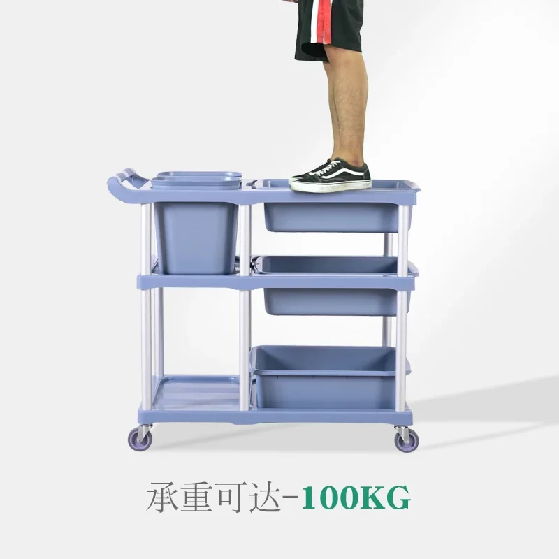 Three-story hotel dining cart, bowl with trash can, hotel restaurant cart, tableware , dining cart, canteen