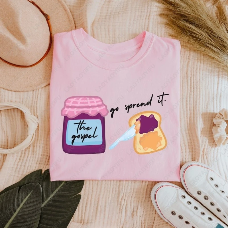 

The Gospel Spread The Jam Toast Is Adorable Shirt Funny Christian Religious Tees Men Women Cotton Gifts Casual Harajuku Tshirt