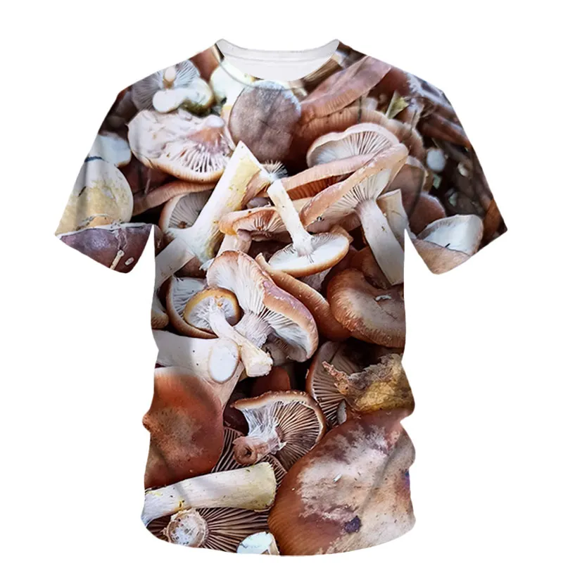 Colorful Fresh Mushroom Pattern Men\'S T-Shirt Street Personalized Trend Creative O-Neck Short Sleeve 3d Printing Oversized Shirt