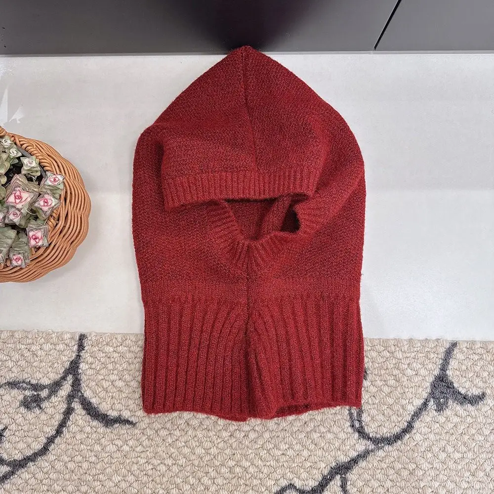 

Soft Polyester Knitted Scarf Hats Neck Protection Ear Protection Warm Balaclava Solid Color Windproof Warmth Sarf Cap