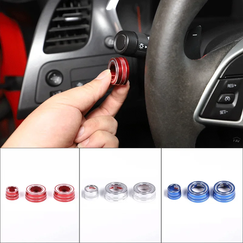 

For 2014-2019 Chevrolet Corvette C7 Z06 Aluminum alloy Car Headlight Switch Wiper Lever Knob ring Trim Stickers Auto Accessories