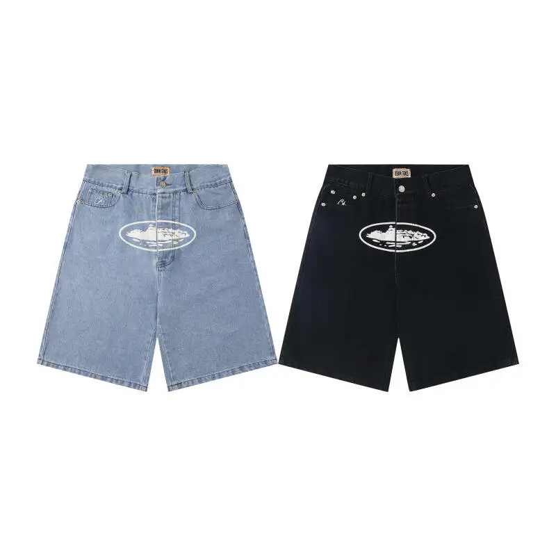 

American High Street Casual Men's Loose Straight Retro Waed Jeans orts Summer Leisure Vintage Printed mid Waist Denim