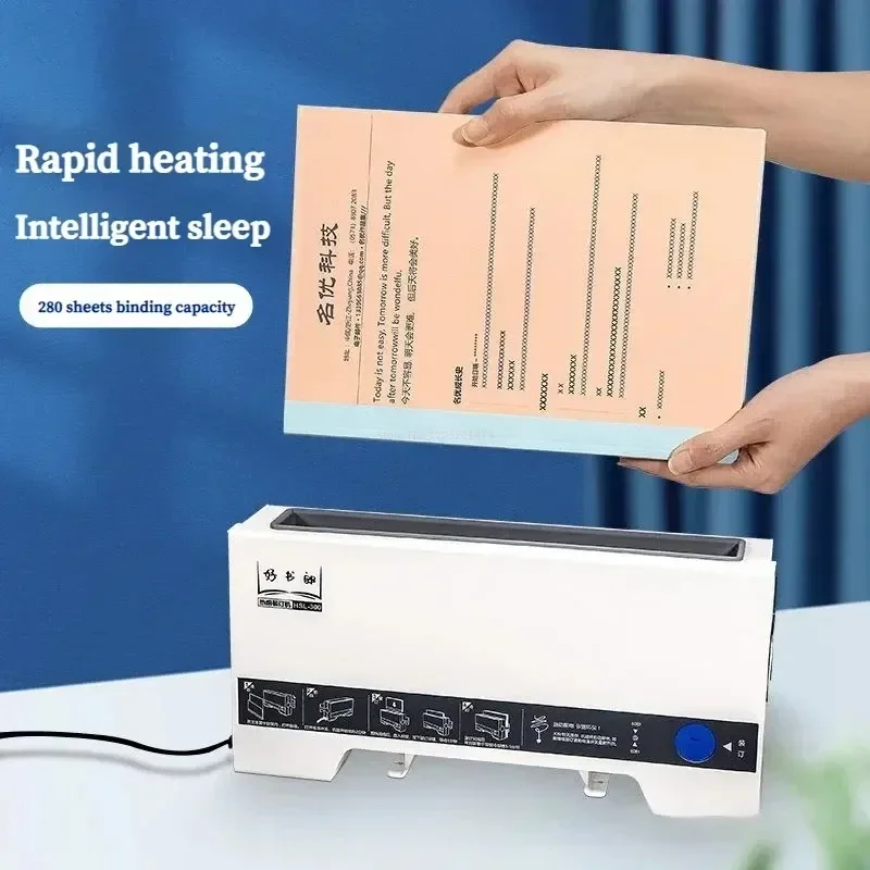 New A4 Hot Melt Binding Binding Machine 4mm Thermal Fusion Cover for Document Machine Small Automatic Gluing Home Office