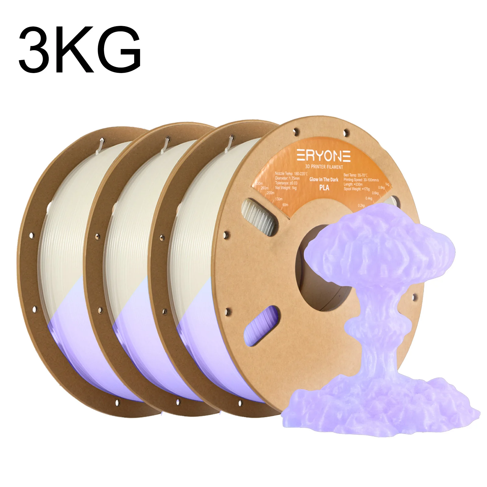 Eryone 1KG/3KG/5KG/10KG Leuchtendes PLA-Filament 1,75mm Im Dunkeln Leuchtendes Kunststoff-PLA 3D-Druckmaterial 1KG/3KG/5KG/10KG
