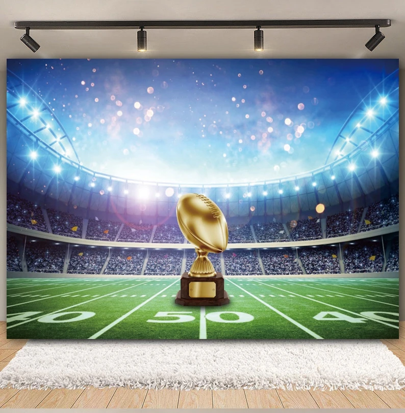 Touch Down Rugby Happy Birthday Backdrop Super Bowl Football Field Stadium Sport Theme Party Photography Background Photo Studio