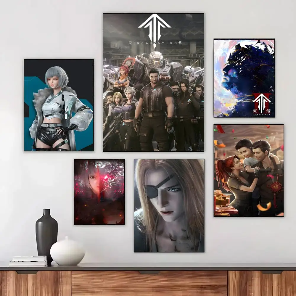 Hot Anime L-Ling Cage Poster Self-adhesive Living Room Bedroom Party Bar Decor Moisture-proof Fade-resistant