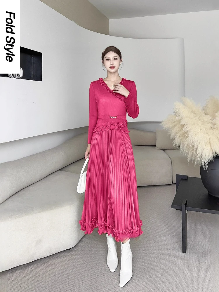 miyake-plisse-robe-ample-design-sens-elegant-a-manches-longues-taille-longue-robe-vente-directe-d'usine-vetements-pour-femmes