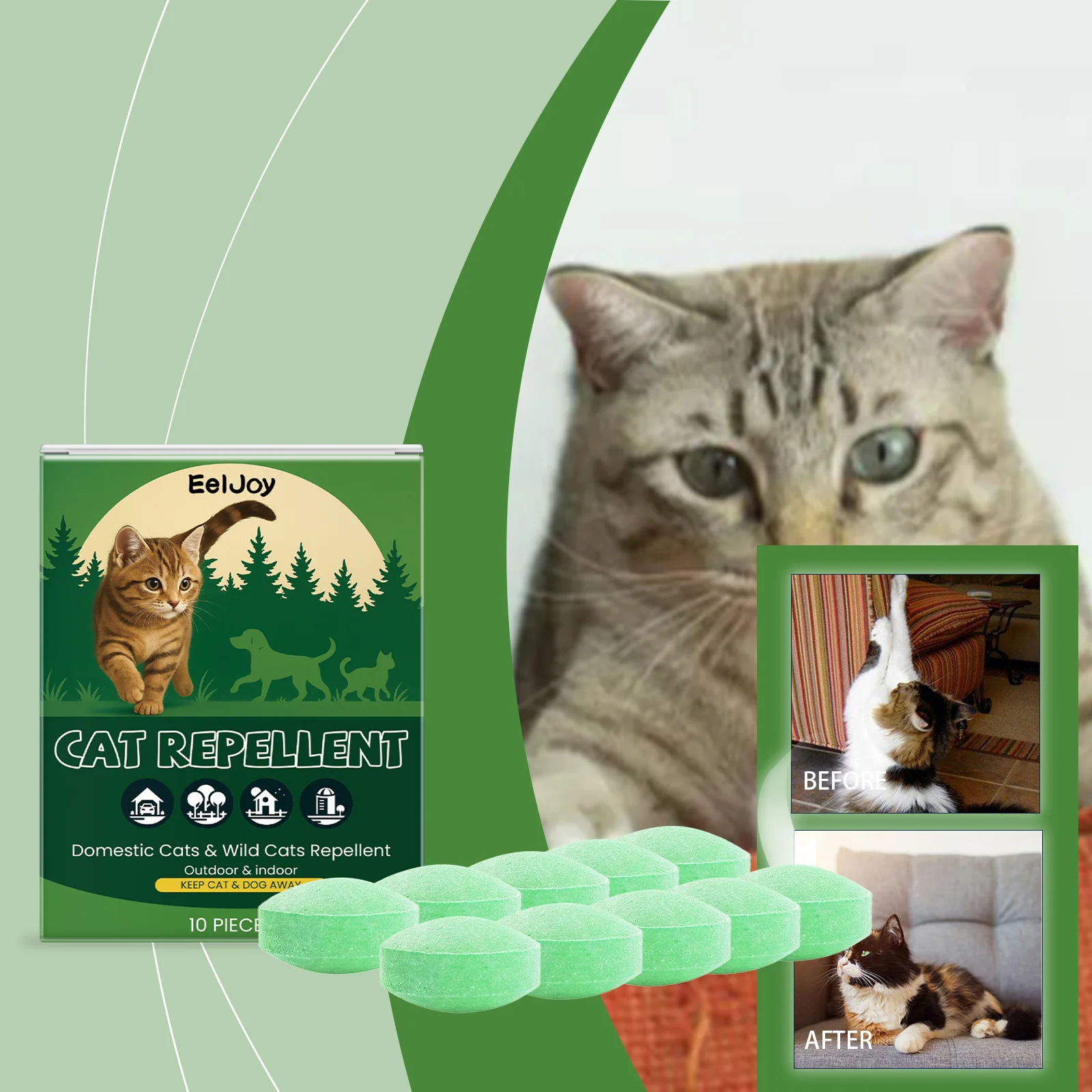 Comprimés Répulsifs à l'Huile de Menthe Poivrée pour Animaux de Compagnie - Dissuasion Chat - Empêch