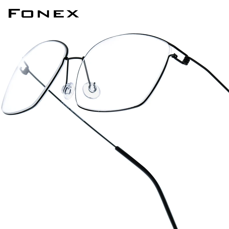 FONEX Titanium Alloy Eyeglasses Frame Men Brand Design Glasses Ultralight-Weight Denmark Korea Morten Screwless Eyewear 98624