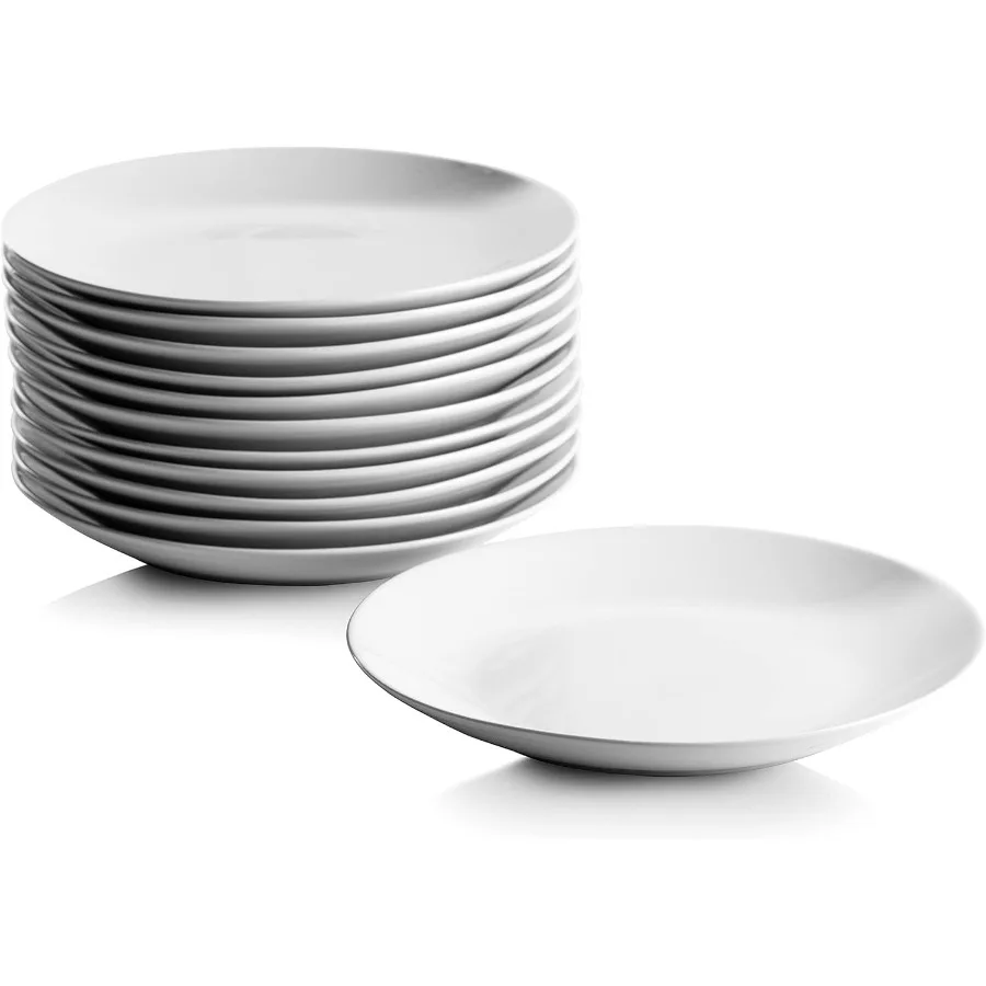 7.5 مجموعة أطباق سلطة وحلوى كوبيه بيضاء مكونة من 12 قطعة لتقديم الأحداث واستخدام المطاعم وتناول الطعام في الحفلات وقابلة للتكديس