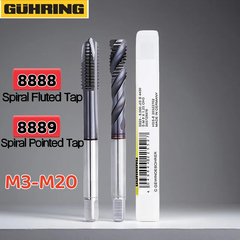 

1PCS Germany Original GUHRING JIS Standard 8888 8889 Spiral Fluted Pointed Tap M3M4M M6M8M10M12M14M16M18 Machine Thread Taps