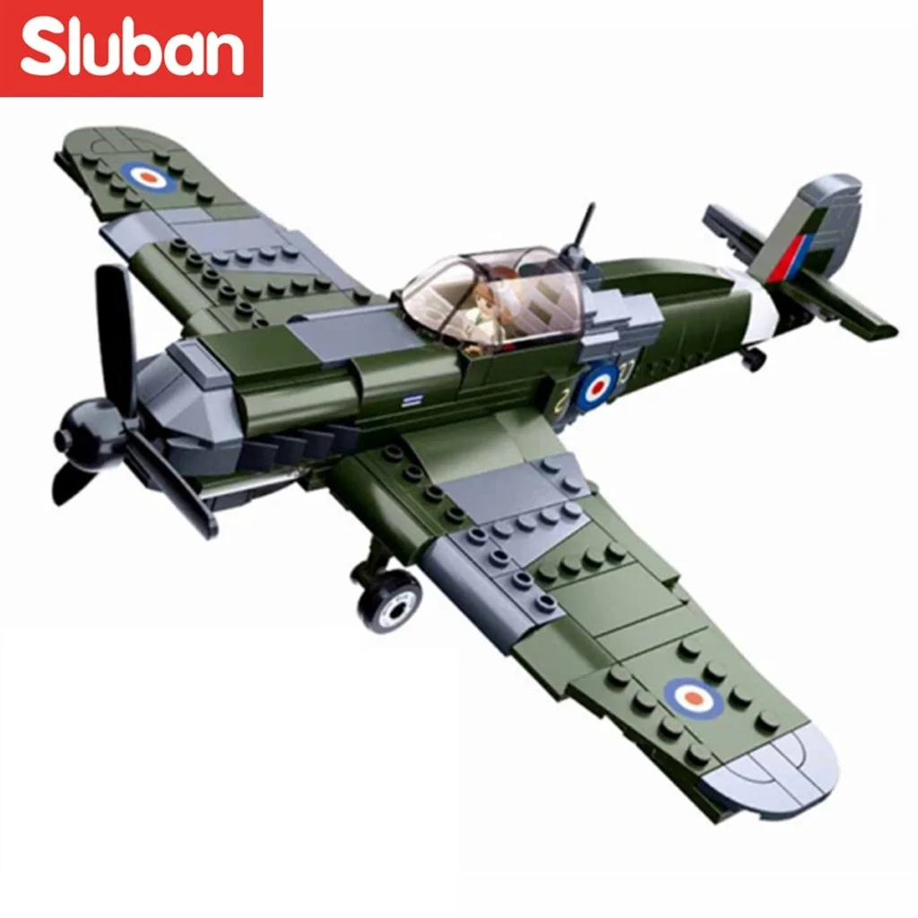 

290pcs 0712 WW2 Military Spitfire Fighter Model Building Blocks Toy Bricks DIY Educational Toy Boy Gift