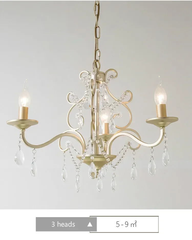 American country chandelier dining room lamp French Mediterranean living room lamp golden iron simple modern crystal chandelier