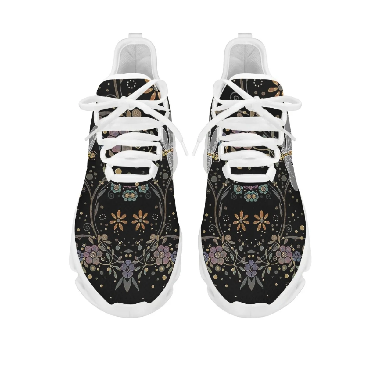2023 Fashion Dragonfly Print Round Toe Flats for Female Light Casual Shoes Soft Sole Breathable Wear-Resistant Spring Footwear