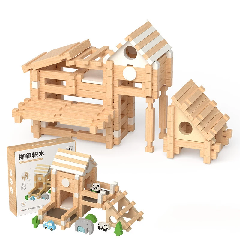 Luban Toys casa in legno blocchi di costruzione Assemable giocattolo mattoni impilabili fai da te kit di costruzione in miniatura giocattoli educativi per bambini