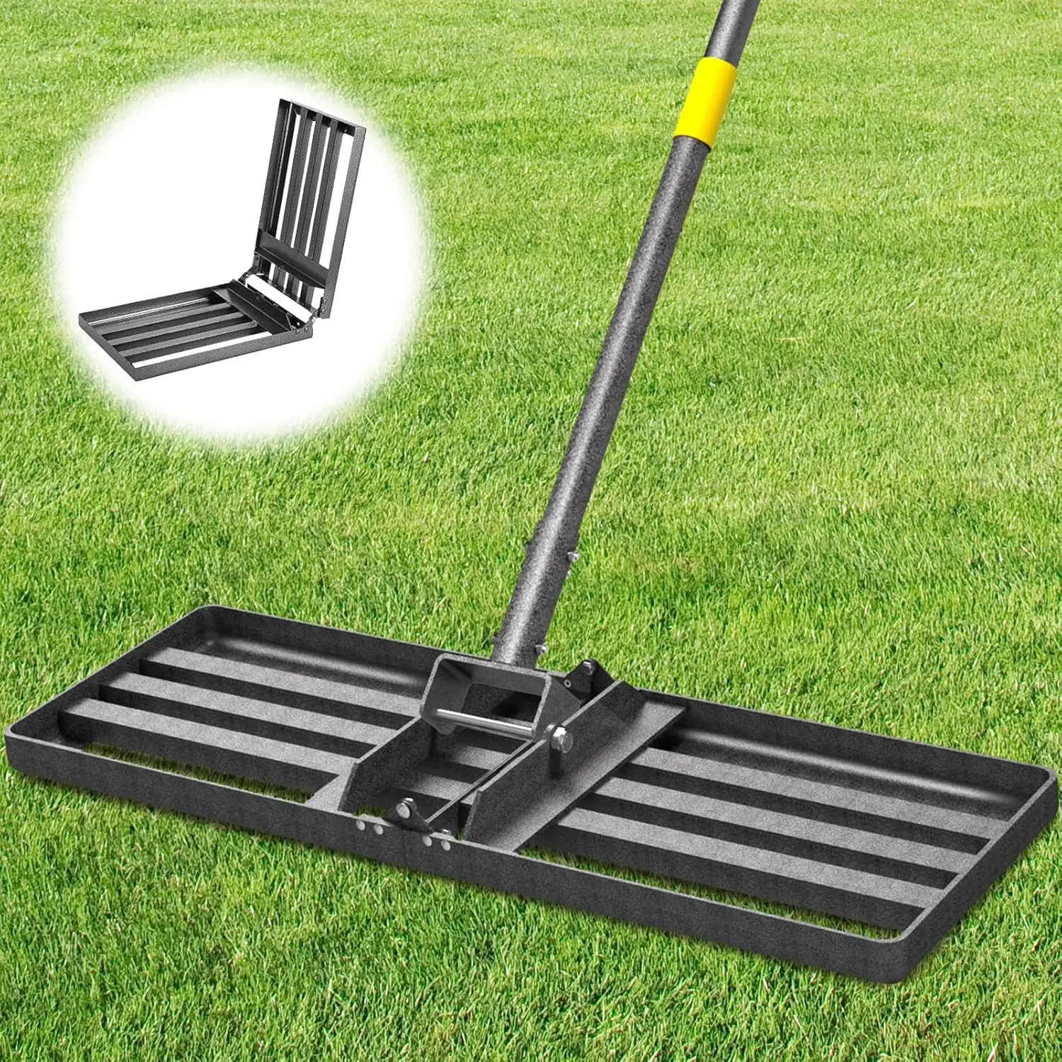 Lawn Leveling Rake 30x10 inch, 6.2FT Lawn Leveler Tool Stainless Steel Adjustable Handle Level Rake Heavy Duty Rakes for Lawns