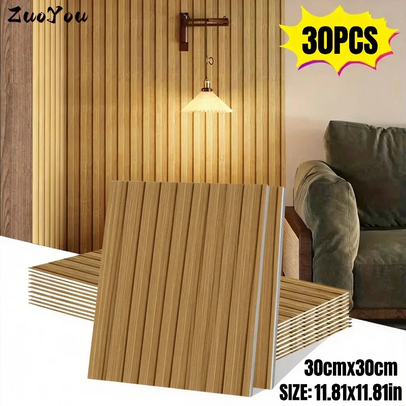 

Self-Adhesive Vinyl Foam Tiles Wall Sticker Faux Wood Grain Self-Adhesive Wallpapers for Living Room,Kitchen,Bathroom Renovation