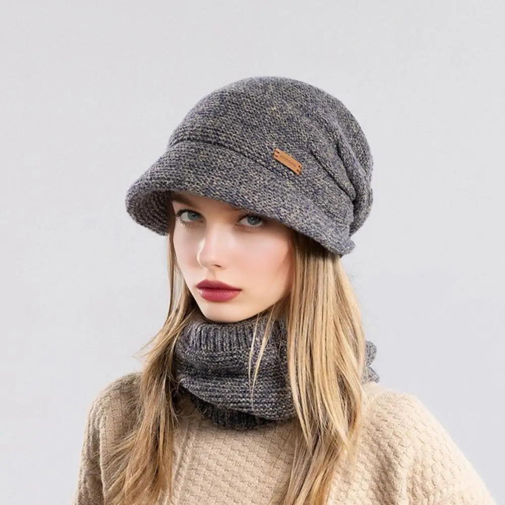 

Cozy Winter Hat Scarf Comfortable Winter Hat Scarf Women's Winter Hat Scarf Set with Ear Protection Thick Knit for Cold