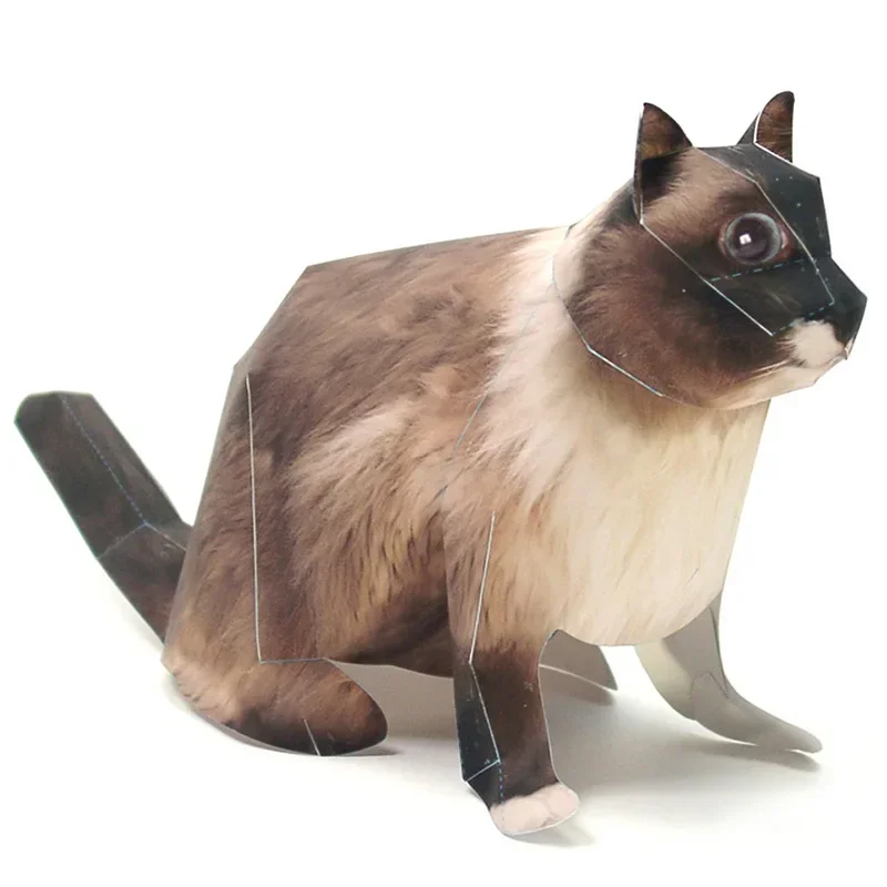 Ragdoll Cat Paper Model Origami Art Realistic Animal Mini Cute Folding 3D Papercraft DIY Kids Adult Handmade Craft Toys WE-012