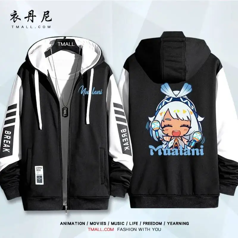 

2025 Genshin Impact Mualani Cosplay Costum Long Sleeve Print Zipper Hoodie Women Men Fashionhooded Costumes Couple Jacket