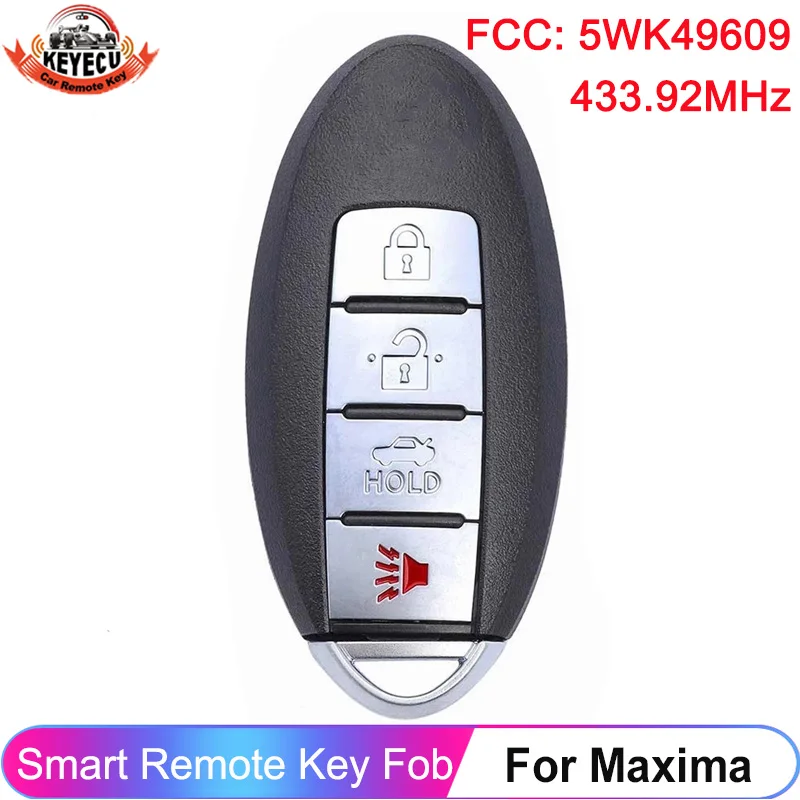 

KEYECU 5WK49609 Remote Fob For Nissan Maxima 2008 2009 2010 2011 2012 2013 2014 2015 Smart Key 4 Button 433.92MHz ID46 Chip