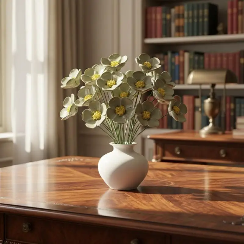 6/8/10pcs Ceramic Artificial Flowers Forget-me-not Floral Never Fading Eternal Flowers Home Decor Bringing Beauty And HopeHot