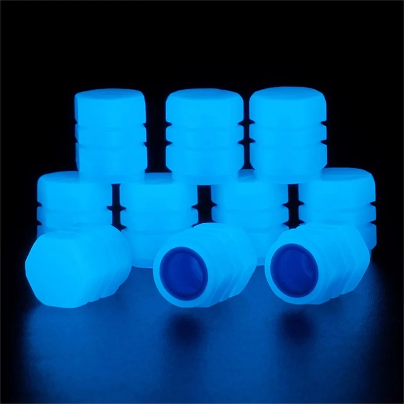 4/8/12/20pcs Luminous Car Tire Valve Caps Fluorescent Motorcycle Bicycle Wheel Tyre Hub Night Glowing Cap Tire Valve Cover Decor