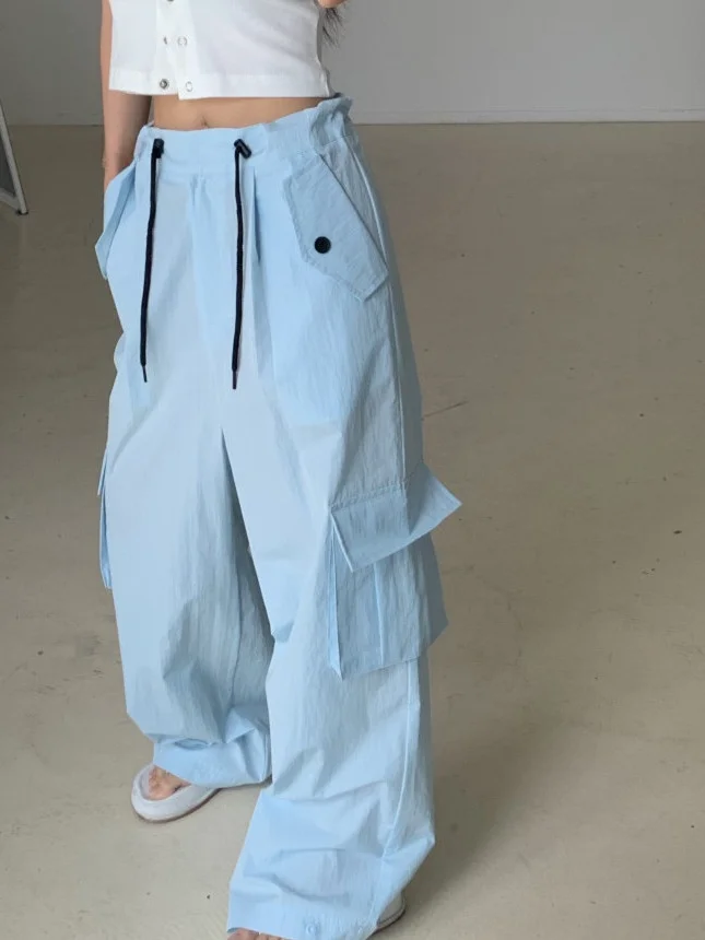 

Винтажные широкие брюки в рабочем стиле для женщин, свободные прямые брюки Haome, универсальные брюки в пол, модные