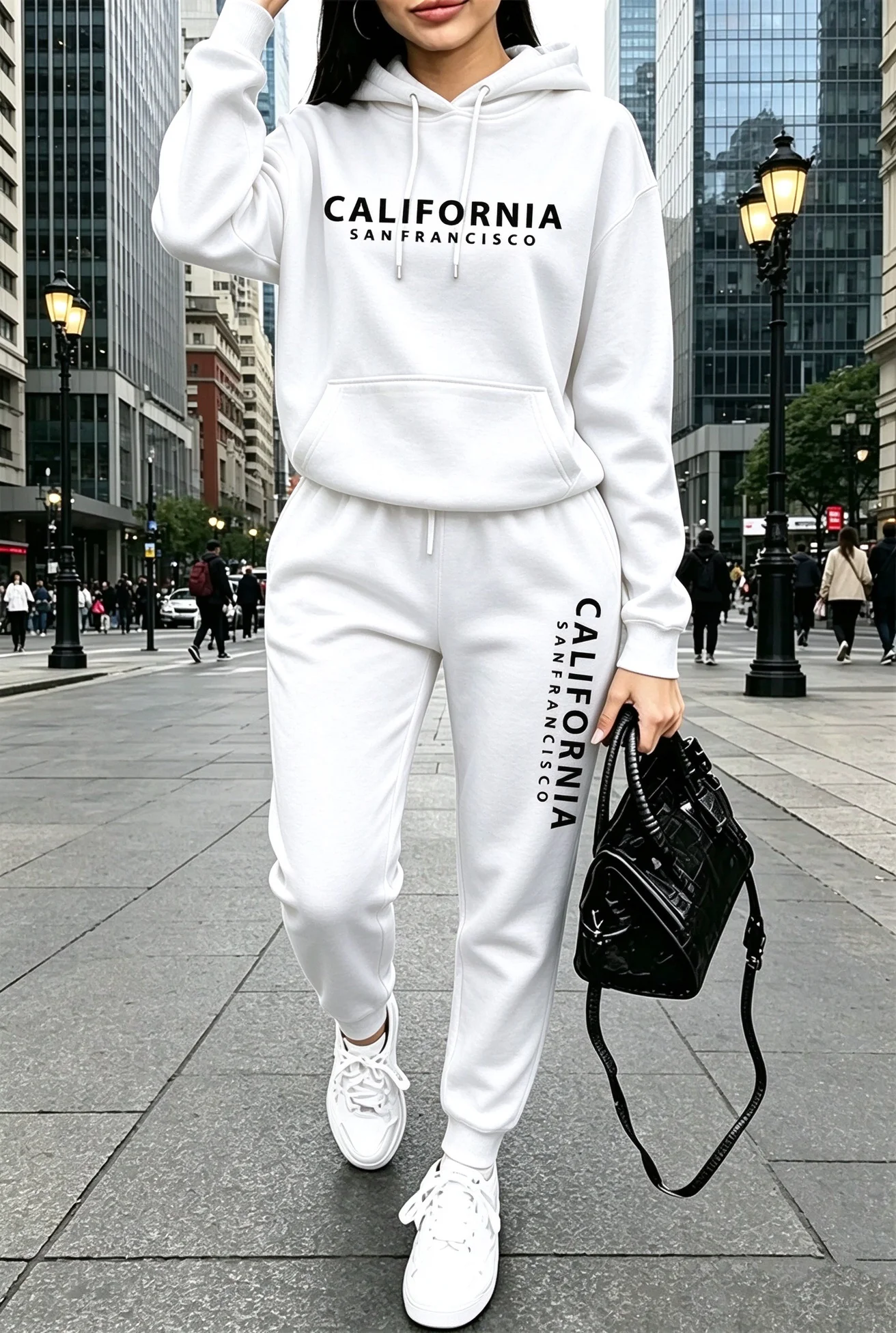 Fall Winter Womens Outfits Street Casual Hooded Sweatshirts Outdoors Sports Jogging Clothing Hot Sales Single Piece Hoodie Pants view 5