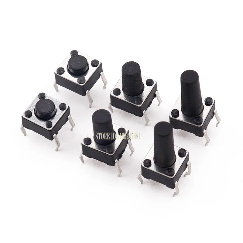 20/50pcs 6x6mm Tact Push Button Switch 4Pin DIP 6x6x4.3/5/6/7/8/9/10/12/13/15mm Micro Switch for Electronic Projects