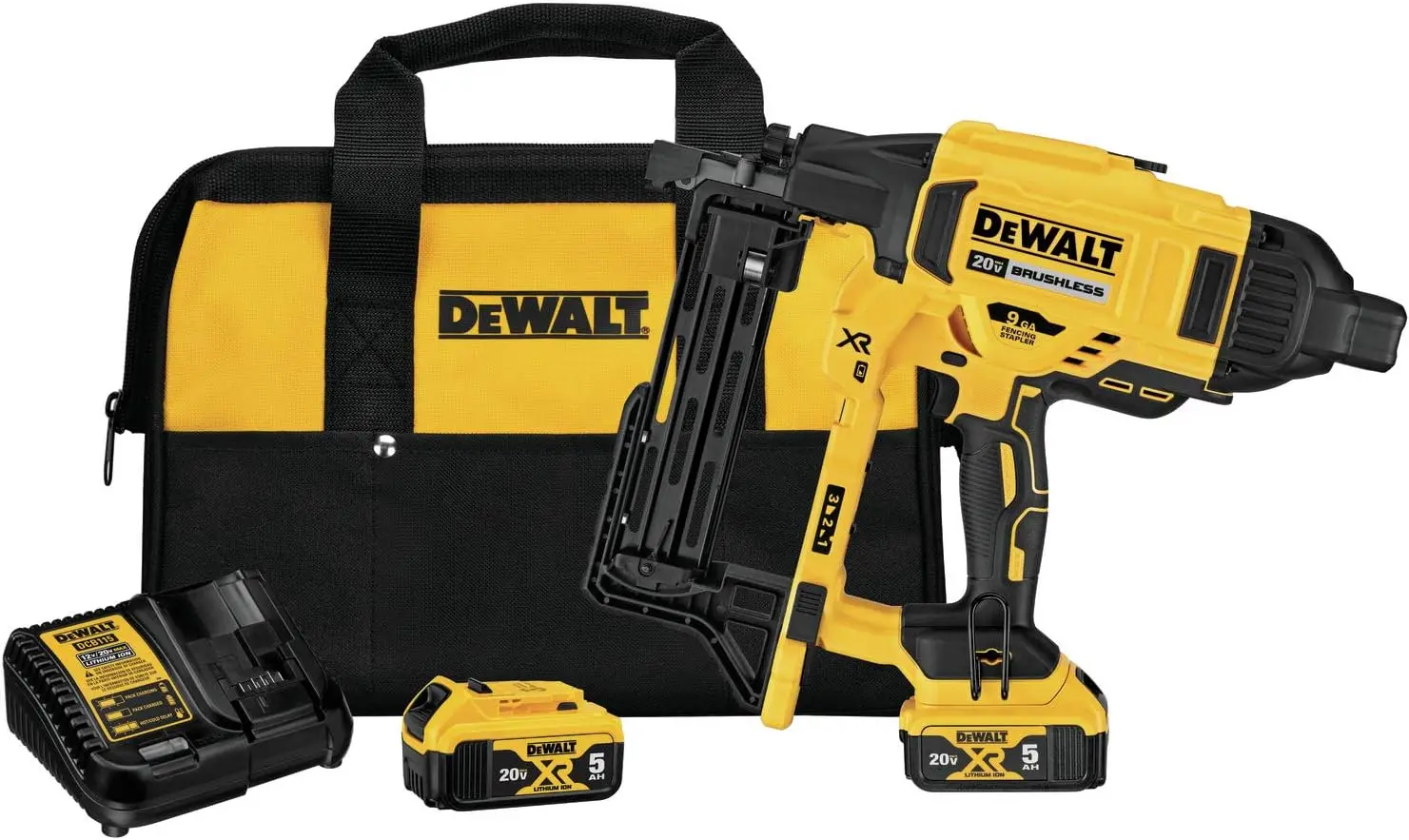 

DEWALT 20V MAX* XR Crown Stapler, Cordless Fencing Kit, 9GA (DCFS950P2)