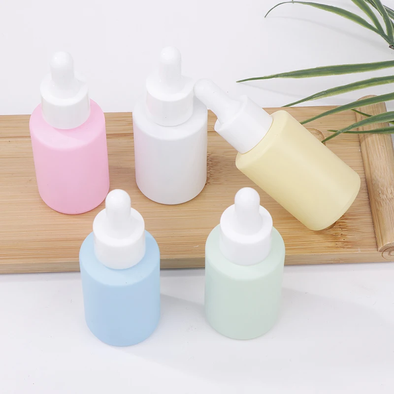 5Colors 30ml Macaron Color Round Thick Glass Dropper Bottles For Essential Oils Essence Eye Drop Pipettes Cap Refillable