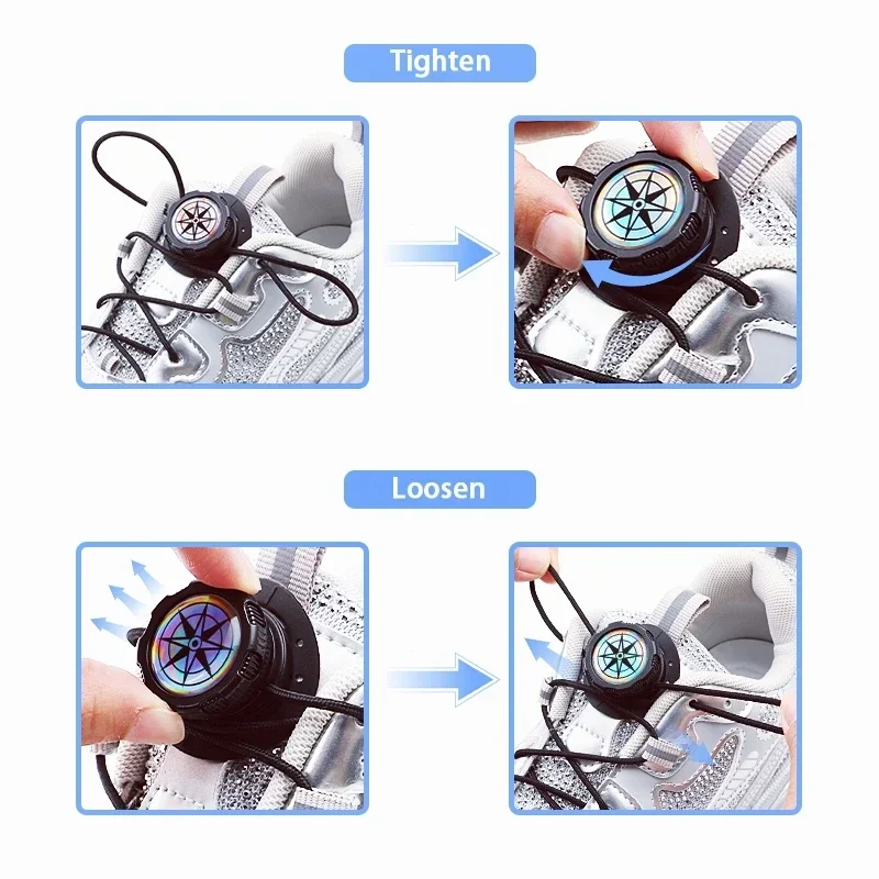Simple Swivel Buckle Laces Automatic Shoelaces Without Ties Install Unisex Thick Rope Tennis Sneakers Shoelace Shoe Accessories