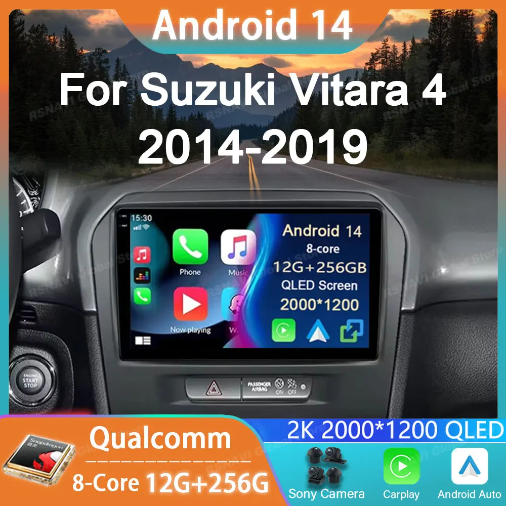 

Car Radio Android 14 For Suzuki Vitara 4 2015 2017 - 2022 GPS Carplay Multimedia Player Stereo Auto DSP BT Head Unit Navigation