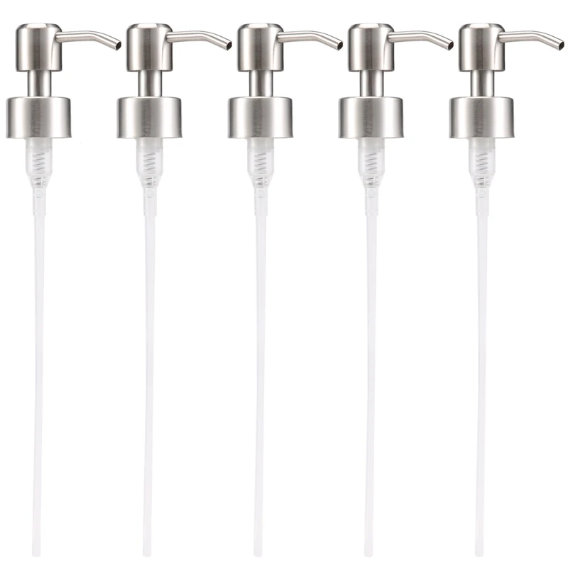 

5Pcs Stainless Steel Soap Pump Replacement 28 Teeth Metal Bottle Nozzles Lotion Dispenser Head