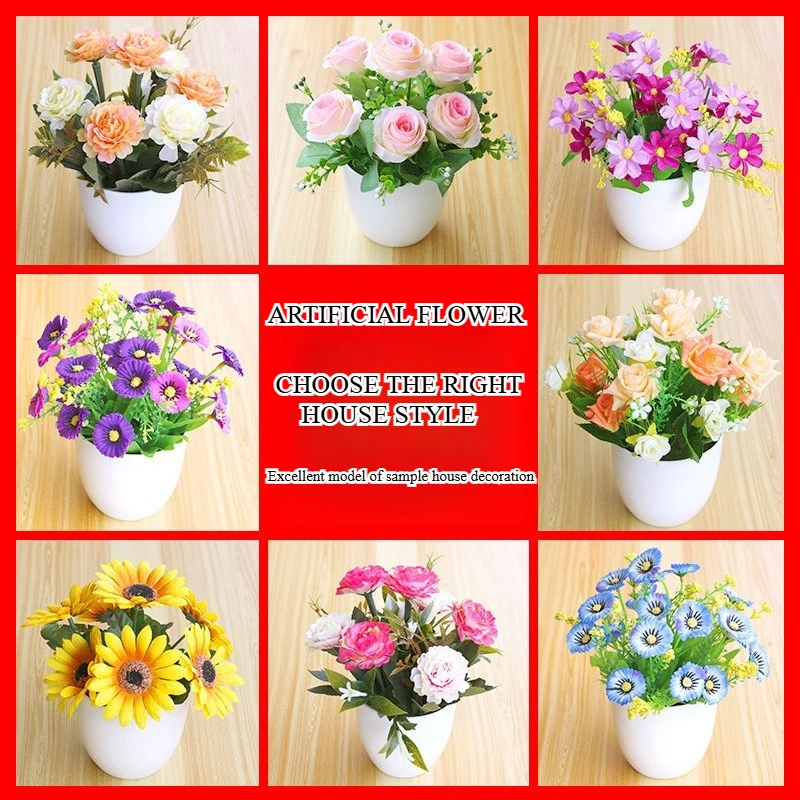 

Living Room Decorations Small Daisies Artificial Flower Bonsai Creative Home Placement Potted Plant Photography Props Ornaments